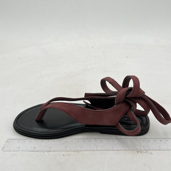 FOWT Wine Women Split Round Toe Sandals Lace up Strappy Soft Flip Flop Shoes - Picture 2 of 8